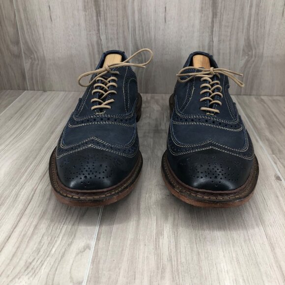 Allen Edmonds Dress Shoes Mens 9.5D Neumok Blue Leather Wingtip Derby Oxfords - Picture 5 of 11